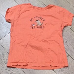Pets Woman’s Teddy the Dog orange “My favorite Tea shirt”. Large. Gently worn